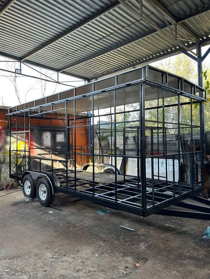 Drovus trailer frame under construction