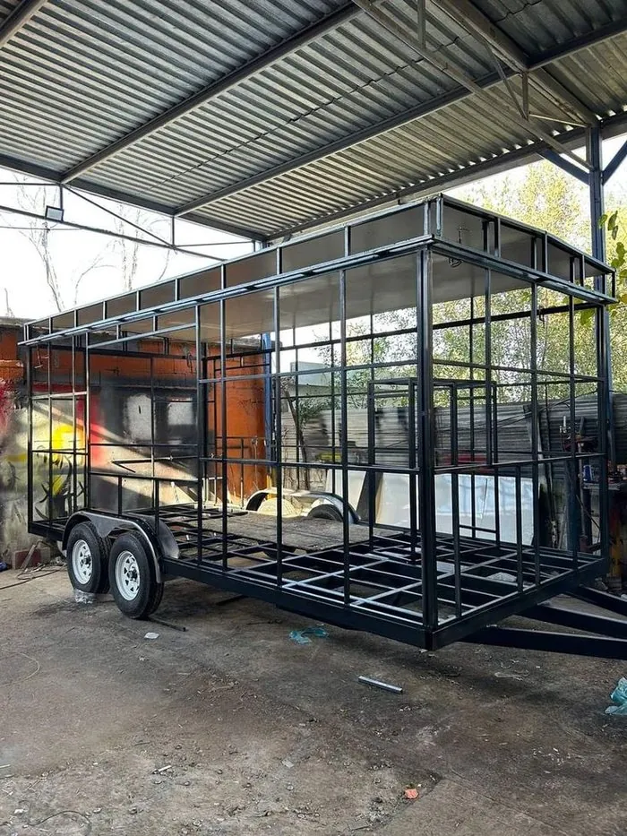 Drovus trailer frame under construction