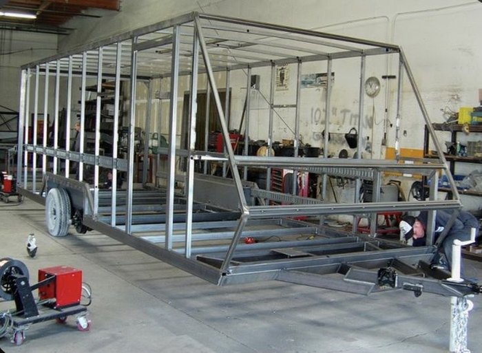 Trailer frame under construction