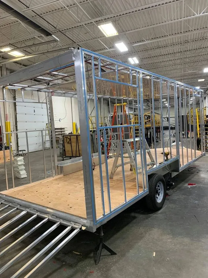 Trailer frame under construction